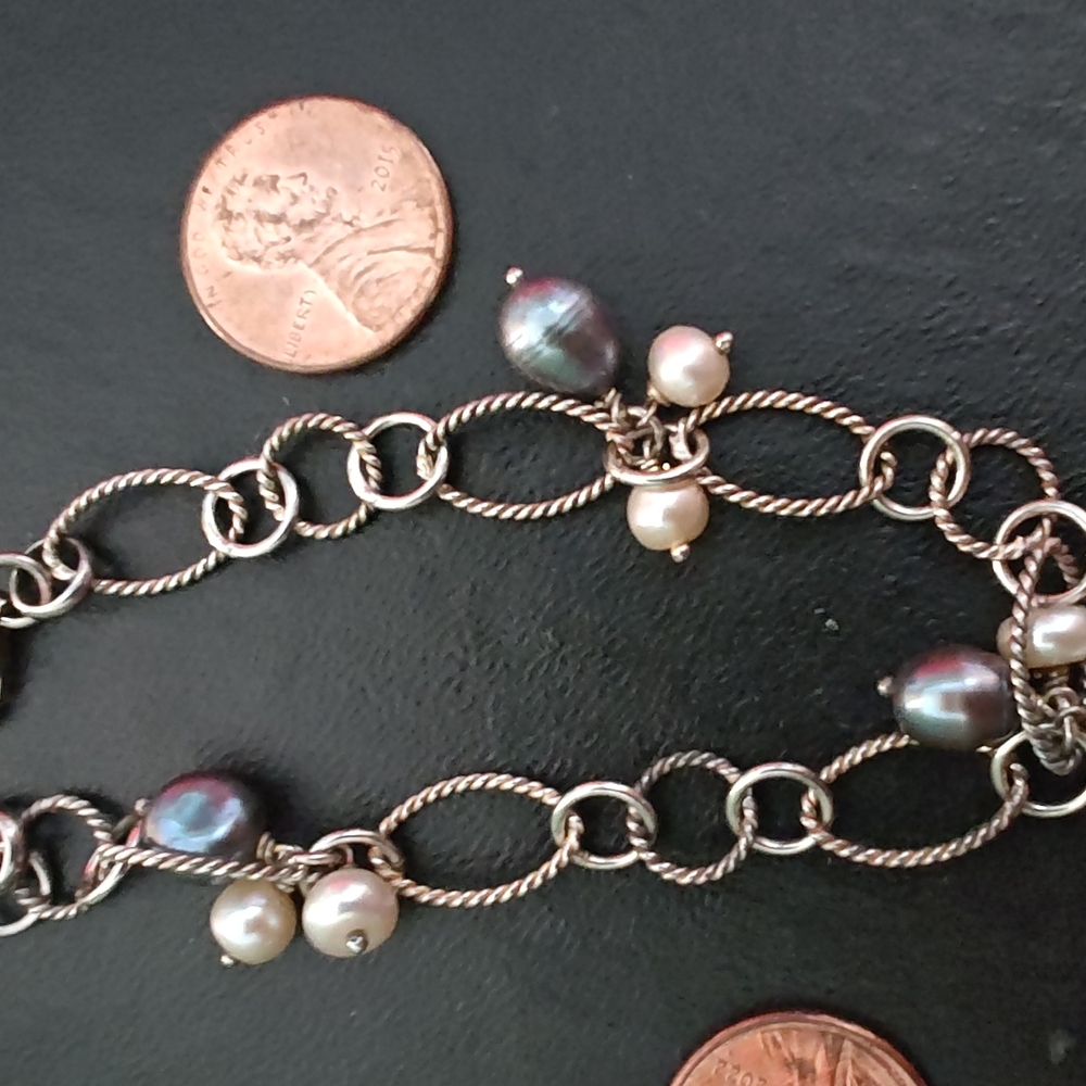 Silver-tone and Pearl Bracelet